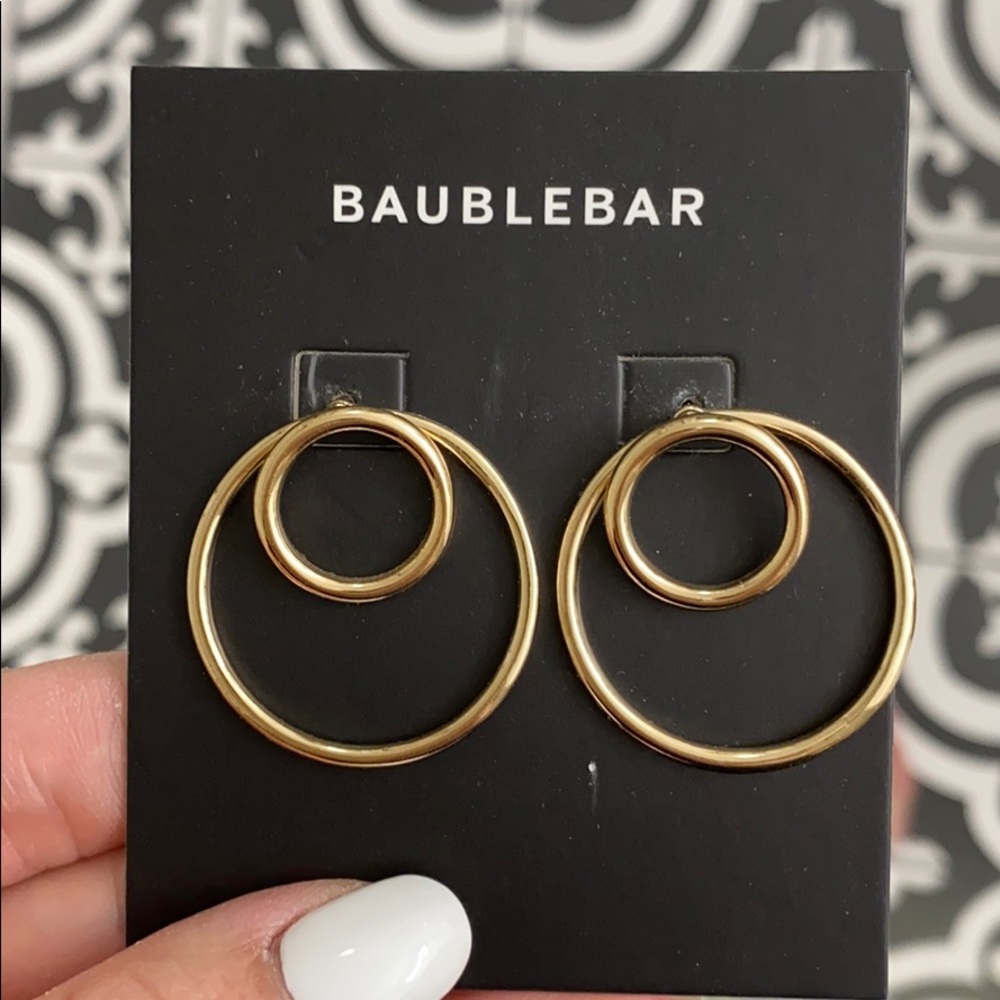 Brand new gold bauble bar hoop earrings